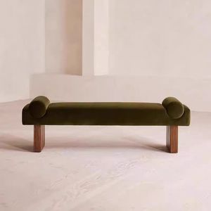 French Retro Ottoman Bench Chair Changing Shoes Vintage Fabric Side Stools Nordic Living Room Chair Shoe Changing Stool - Product Image 2