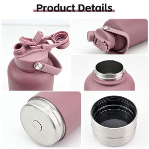 Özel logo taşınabilir 32 oz 32 oz 2 in 1 paslanmaz çelik Pet besleyici seyahat köpek su şişeleri ile gıda konteyner - Product Image 6