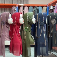 Hijab à franges en cristal tendance, turban à appliques florales fait main pour femmes, facile à enfiler, confortable