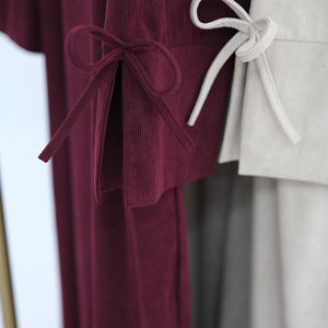 Ince kadife yay örgü mütevazı Abaya Robe zarif müslüman kadınlar islam giyim toptan Dubai kapalı Dubai Abaya toptancı - Product Image 2