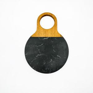 <b>Black</b> Marble Acacia Wood Cutting <b>Board</b> Portable Cheese <b>Board</b> Double-Sided For Home Use - Product Image 1