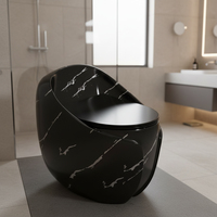 WC monobloc en céramique marbrée de style luxueux, à chasse d'eau siphonique, forme œuf, vente chaude en Asie centrale