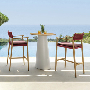 Set pranzo moderno all'aperto per tutte le stagioni <span class=keywords><strong>tavolo</strong></span> da pranzo in teak con sedie in corda intrecciata set da pranzo patio - Product Image 3