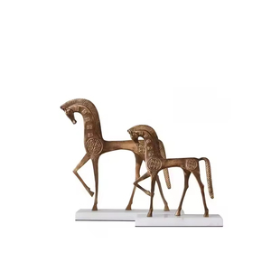 خمر معدن النحاس المال الحصان زخرفة الحصان الحيوان النحت ديكور مدخل المنزل - Product Image 6