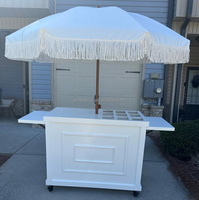Carrito de Dulces Moderno Personalizado SMS con Luz Blanca para Exhibición de Snacks, de Madera, para Bodas y Fiestas en Interiores y Exteriores