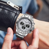 Montre mécanique automatique pour homme, acier inoxydable, bracelet 20 mm, cadran en verre, lumineuse, étanche, jour/date
