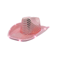 Vente en gros de casquettes de cowboy scintillantes en plastique, chapeaux de fête lumineux à LED de cowboy pour adultes