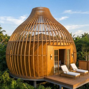 Luxury Prefabricated Steel Capsule House <strong>Chinese</strong> Round 2 Story Birdcage Modular Tiny Home Waterproof For Hotel Resort Glamping - Product Image 1