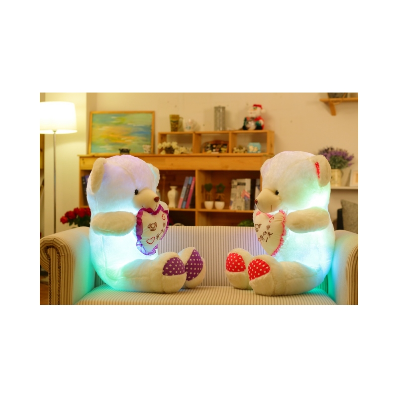 Personalizado 30cm Soft Night Glow Companheiro Boneca Teddy Bear Toy Plush Light Up Led Teddy Bear