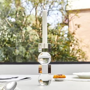 Nuevo producto, portavelas de cristal nórdico, accesorios de cena a la luz de las velas románticas, portavelas de cristal transparente