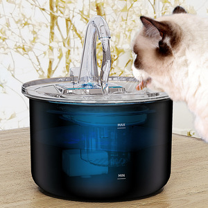 Fuente de agua para mascotas para gatos y perros con luz e indicador de nivel de agua visible, enchufe eléctrico, color negro, FT100 - Product Image 1