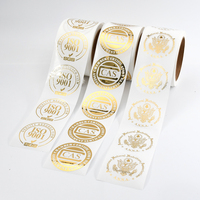 Étiquette autocollante transparente dorée améliorée avec logo, personnalisable, impression d'étiquettes sur mesure, prix de gros