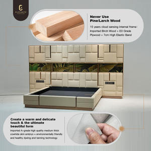 Cao cấp sang trọng phòng ngủ thiết kế hiện đại đôi <span class=keywords><strong>Sofa</strong></span> giường bọc sợi nhỏ da Vua kích thước giường với đầu giường - Product Image 3