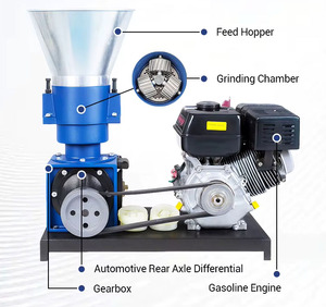 Máquina de Pellets para Alimento de Pollo a Gasolina, Molino Portátil de Alimento para Aves de Corral para Pequeñas Granjas, 50-300 kg/h, Alta Eficiencia - Product Image 2