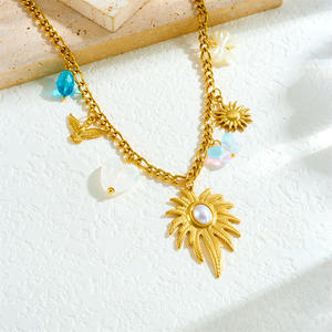 Moda exquisito Color Acero inoxidable chapado en oro colgante collar amor arco Shell cereza Cruz elegante temperamento joyería - Product Image 3