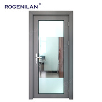 Puerta de Entrada de Vidrio de Doble Capa de Estilo Moderno Personalizada Rogenilan, Puerta Abatible con Marco de Aluminio para Uso Interior en Hogares