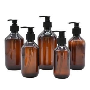 Ensemble de soins de la peau, flacon de shampooing en plastique PET vert ambre, flacon d'huile capillaire avec pompe à lotion, impression d'écran, logo, 300 ml, 500 ml - Product Image 1