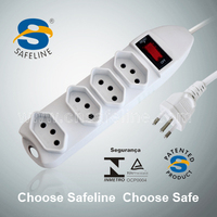 Stop Kontak Ekstensi Multi Soket 4 Lubang dengan Saklar Reset/Off 10A 250V~