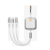 Cable de Carga Retráctil 5 en 1 de Alta Calidad de 1.2m, Cargador USB para Auto con Cable Retráctil para Teléfono Móvil