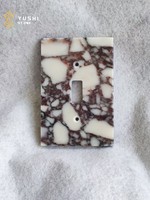 YUSHI Plaque de prise et interrupteur en marbre Calacatta Viola de luxe moderne, avec veinage assorti, pour la décoration de projets design