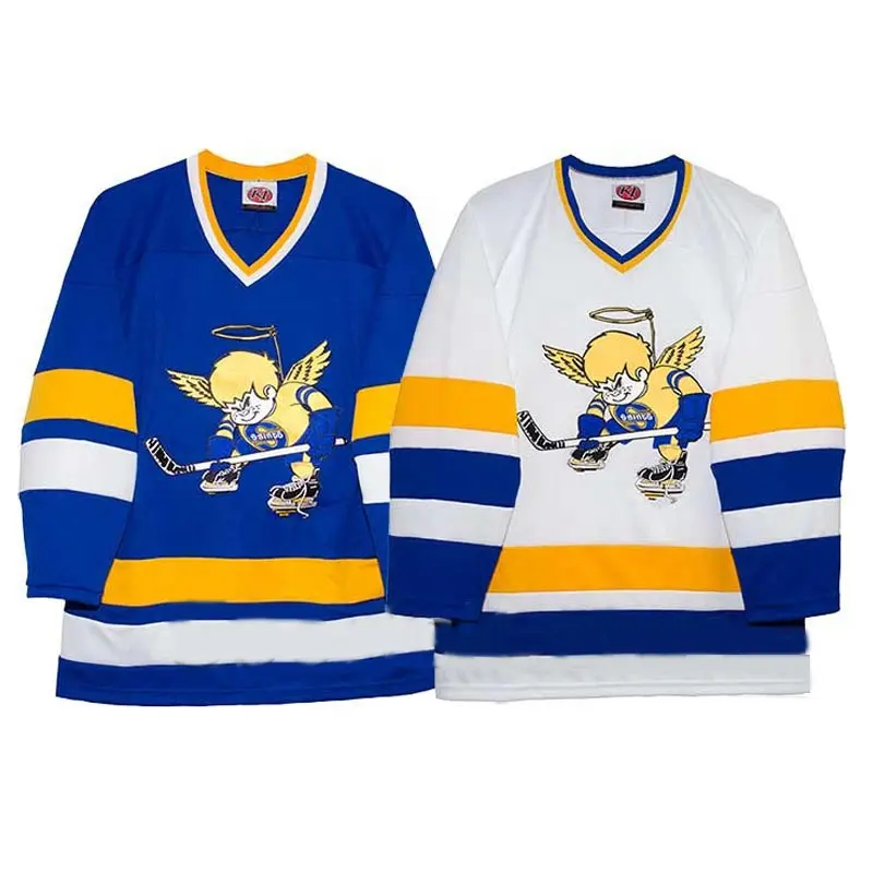 Camisetas de hockey sobre hielo con sublimación reversible, ropa de equipo de práctica, aparejos de sarga lisa, color blanco, venta al por mayor