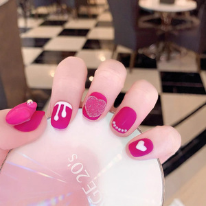 <span class=keywords><strong>Uñas</strong></span> Postizas Acrílicas Hechas a Mano con Diseño de Oso Fresa 3D, Paquete de 10 Unidades, Venta al Por Mayor, <span class=keywords><strong>para</strong></span> <span class=keywords><strong>Niñas</strong></span> - Product Image 2