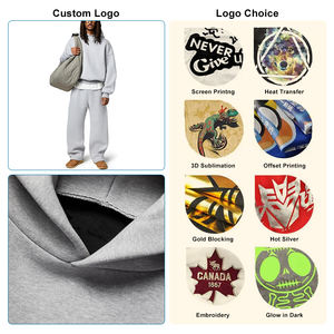 High Quality Winter 450gsm Custom Logo Windproof Eco-Friendly 100% Polyester Men's Unisex Joggers Sweat Suits Hoodie <b>Shorts</b> Sets - Product Image 2