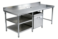 Plan de travail de cuisine professionnel en acier inoxydable 201/304, robuste et pratique, pour la restauration et les cuisines commerciales