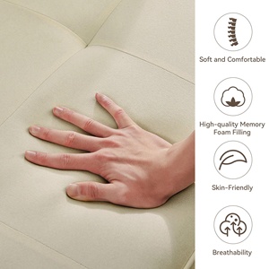 Trung Quốc Có Thể Gập Lại 4 Chỗ Ngồi Độc Đáo Màu Be Da Ngủ Cơ Chế Futon Mở Để Giường Chuyển Đổi Chần Sofa Trong Đi Bộ Đồ Nội Thất - Product Image 5