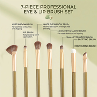 Ensemble de 7 pinceaux de maquillage avec logo personnalisé, marque privée, pinceaux cosmétiques professionnels en fibres synthétiques vegan avec sac en PU portable