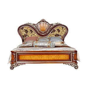 ヴィンテージデザイン木製ベッド高品質ヨーロッパスペイン彫刻寝室家具