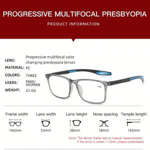 Lunettes de lecture progressives multifocales photochromiques anti-lumière bleue personnalisées avec logo, pour hommes et femmes, idéales pour le sport - Product Image 4