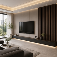 Panneau de revêtement mural acoustique en composite bois-plastique (WPC) ignifuge et imperméable pour intérieur, chambre, bureau, commerce
