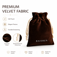 Pochette à bijoux en velours lisse avec cordon tressé et pompon, personnalisable avec logo, pour bougies et artisanat, marron, OEM, vente en gros