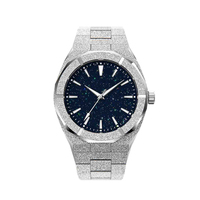 Montre à quartz pour hommes givrée logo personnalisé or rose 5ATM étanche style PR avec cadran anti-poussière étoile