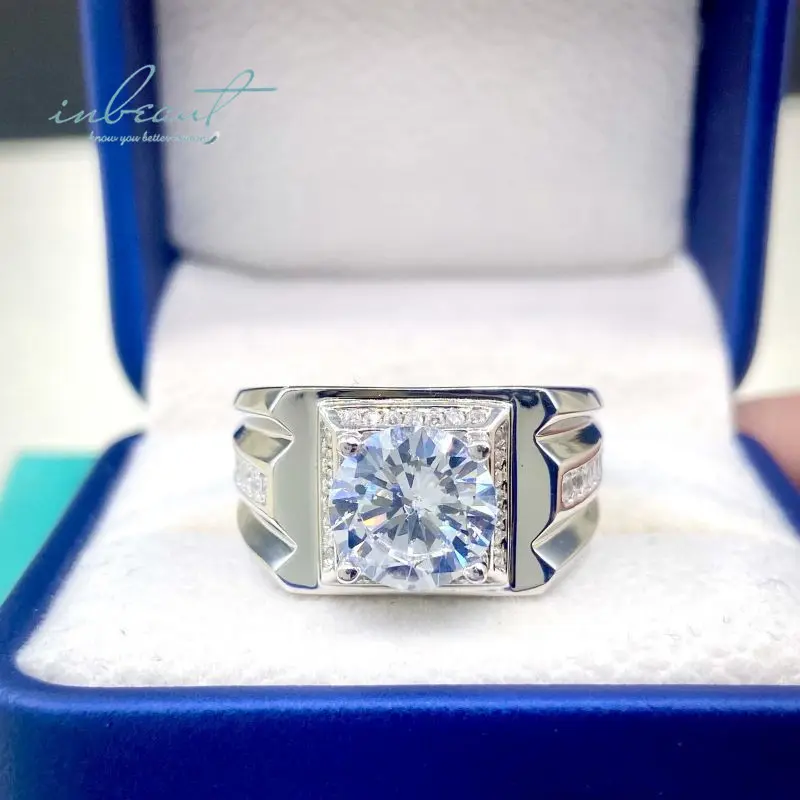 클래식 실버 925 원래 3 캐럿 브릴리언트 컷 패스 다이아몬드 테스트 D 컬러 Moissanite 결혼 반지 선물 파인 쥬얼리