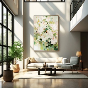Grande peinture murale moderne texturée à fleurs sur toile, décoration créative personnalisée, cadeau idéal pour l'inauguration d'une maison - Product Image 5