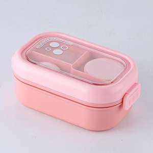 Yüksek kaliteli PP plastik bölünmüş yemek kutusu 2 bölme taşınabilir gıda konteyner öğle yemeği depolama ve hediye kullanımı için kapaklar ile - Product Image 1