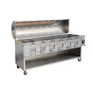 Kommerzieller rostfreier Stahl Holzkohle-Grill-Gesamtshaben-Ofen/Restaurant automatische Flip-Pork-Chop- und Lamb-Beine-Grillmaschine