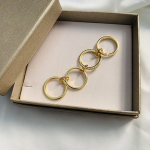 Nuovo acciaio inossidabile placcato oro zircone cubico diamanti metalli misti Multi snodo Set di anelli interbloccati impilabili anelli per regali - Product Image 2