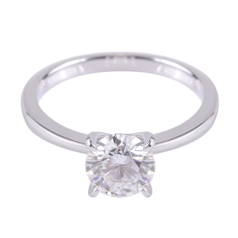 Белое золото 14 карат 6,5 мм центрального камня 4 когти крапановая закрепка кольцо синтетический бриллиант обручальное кольцо