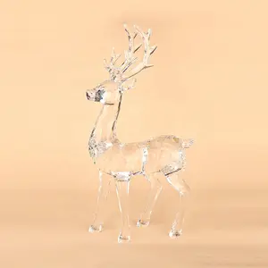 Transparent Acrylic Reindeer Christmas Decorations Elegant Elk Sculptures Plastic-for Home Decor Holiday Gift