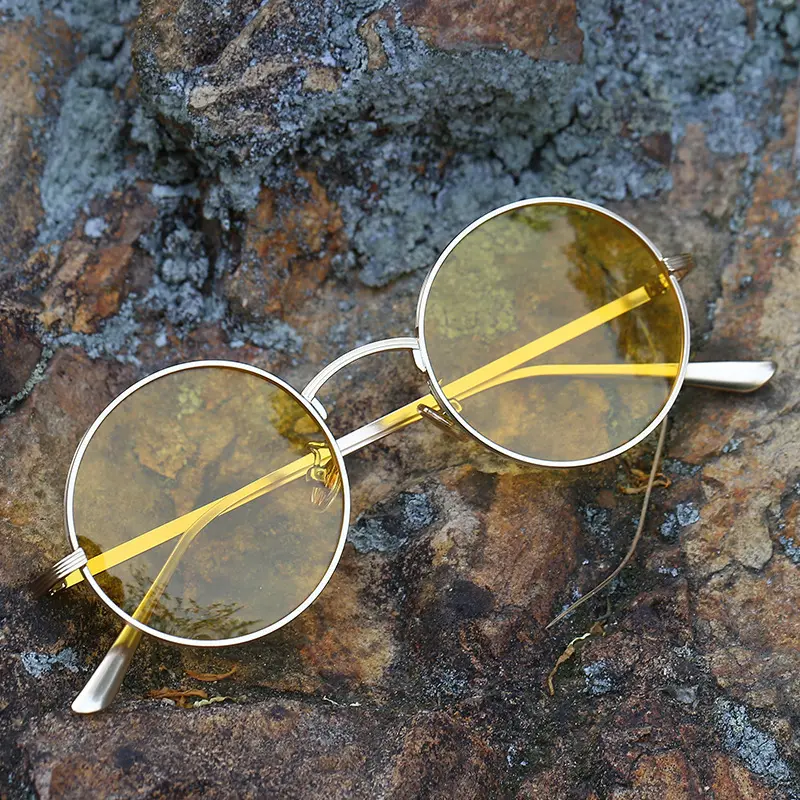 Round Classic Metal High Vision Wholesale Stock Super Hot Shades Clear Lens Punk Retro Men Eyewear Sunglasses