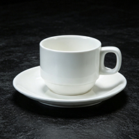 Tasses et soucoupes à cappuccino en céramique empilables, service à thé en porcelaine, tasses à café, tasses à expresso blanches pour latte/thé/lait