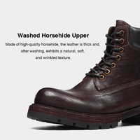 Fabricant OEM/ODM – Conception personnalisée – Bottes Martin montantes de luxe pour hommes en cuir de cheval, marque de créateur, avec couture Goodyear et processus de lavage à l'eau