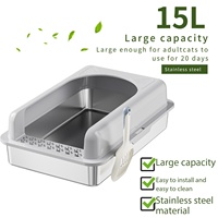 Grande litière pour chat en acier inoxydable, bac à litière pour chat en métal résistant à la rouille, facile à nettoyer, anti-éclaboussures, toilettes pour animaux de compagnie, accessoires pour chats