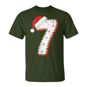 Camiseta navideña con el número 7, estilo equipo deportivo, diseño para el séptimo cumpleaños - Product Image 1