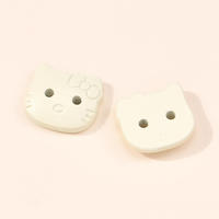Boutons-pression carrés en plastique à deux trous, motif chat de dessin animé fraise colorée, décoratifs, lavables, pour vêtements d'enfants
