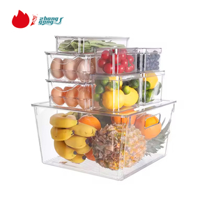 Organizer Voor Pakketten Potten Snacks <span class=keywords><strong>Pasta</strong></span> Clear Plastic Stapelbaar Keuken Pantry Kast Voedsel Opslag Bin Box Met Handvatten En Deksel - Product Image 1