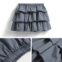 DC 2026 Jupe Cottagecore Fille Jupe Plissée 3 Couches Couleur Unie A Line Vêtements Enfant Gros OEM ODM